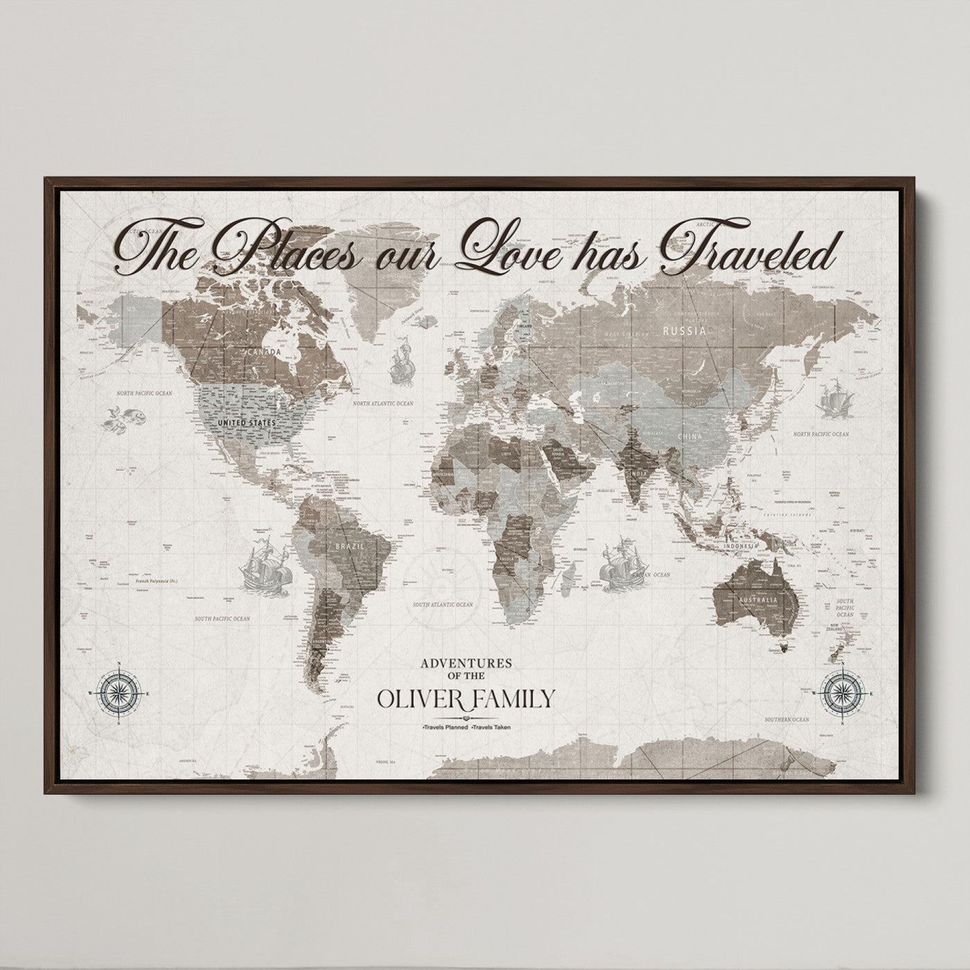 88245481-MGV-CV-36X24-Custom Push Pin World Map Wall Canvas Print – Personalized Travel Tracker with Pins – Framed Large Multi-Size Canvas for Home Office Decor