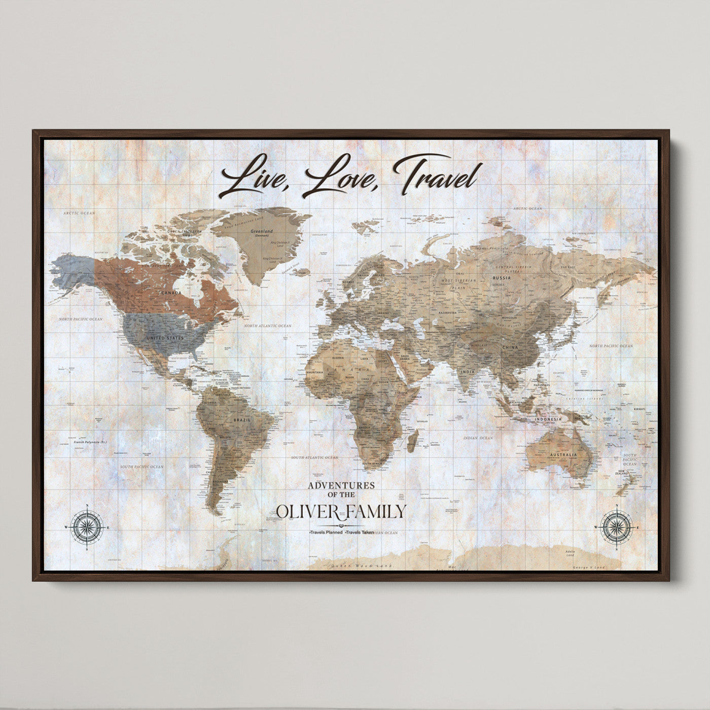76256172-MGV-CV-36X24-Custom Push Pin World Map Wall Canvas Print – Personalized Travel Tracker with Pins – Framed Large Multi-Size Canvas for Home Office Decor