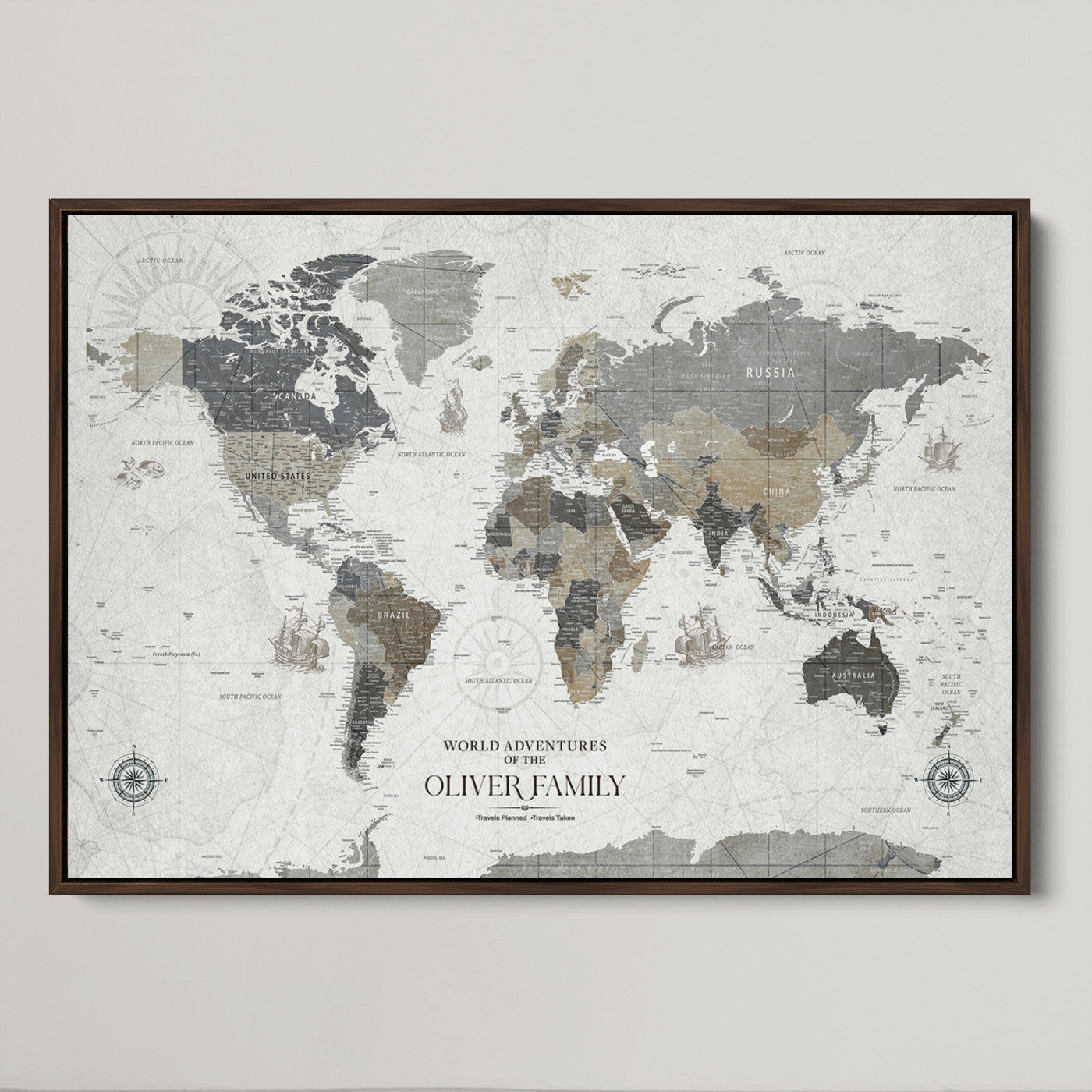 24596128-MGV-CV-36X24-Custom Push Pin World Map Wall Canvas Print – Personalized Travel Tracker with Pins – Framed Large Multi-Size Canvas for Home Office Decor