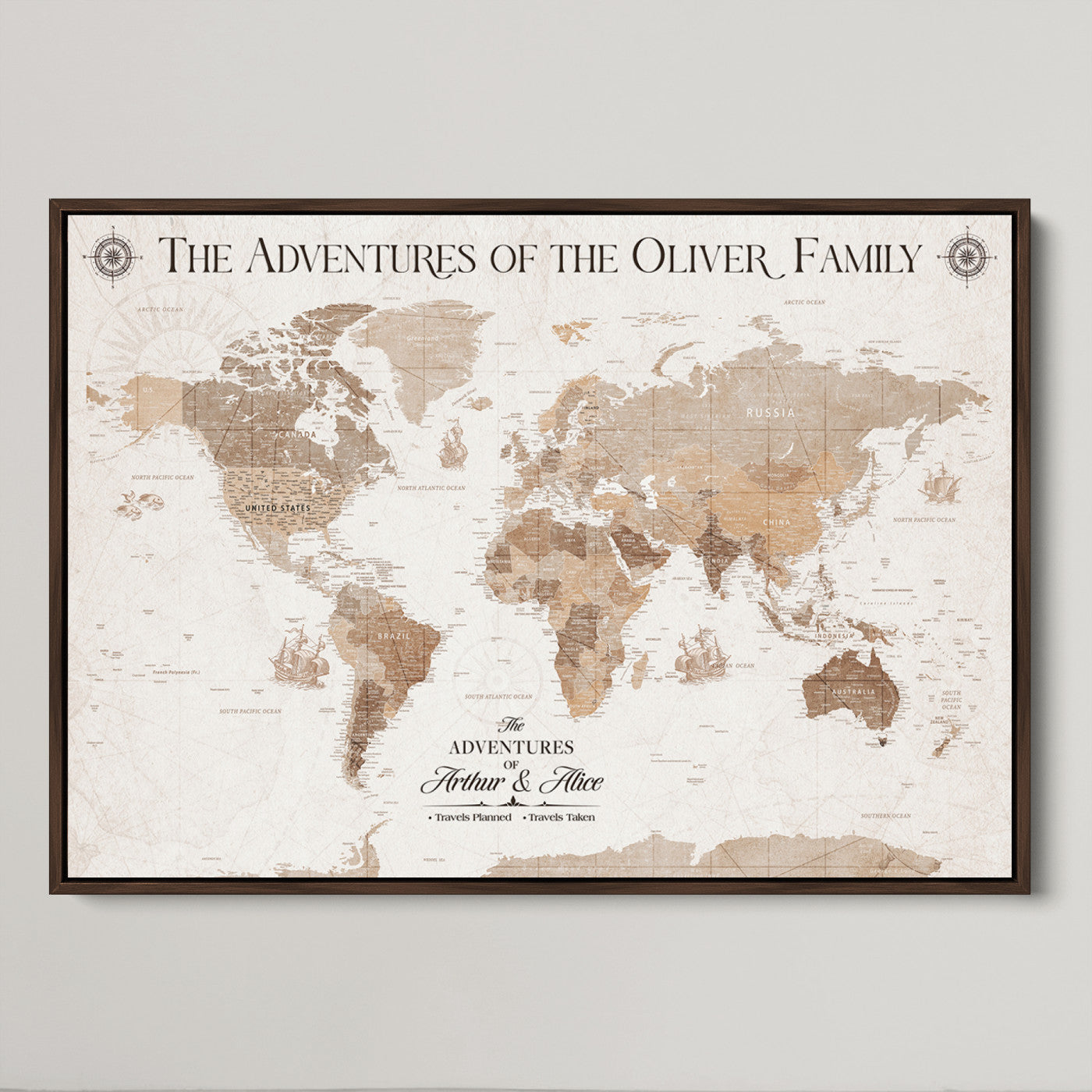 58395047-MGV-CV-36X24-Custom Push Pin World Map Wall Canvas Print – Personalized Travel Tracker with Pins – Framed Large Multi-Size Canvas for Home Office Decor