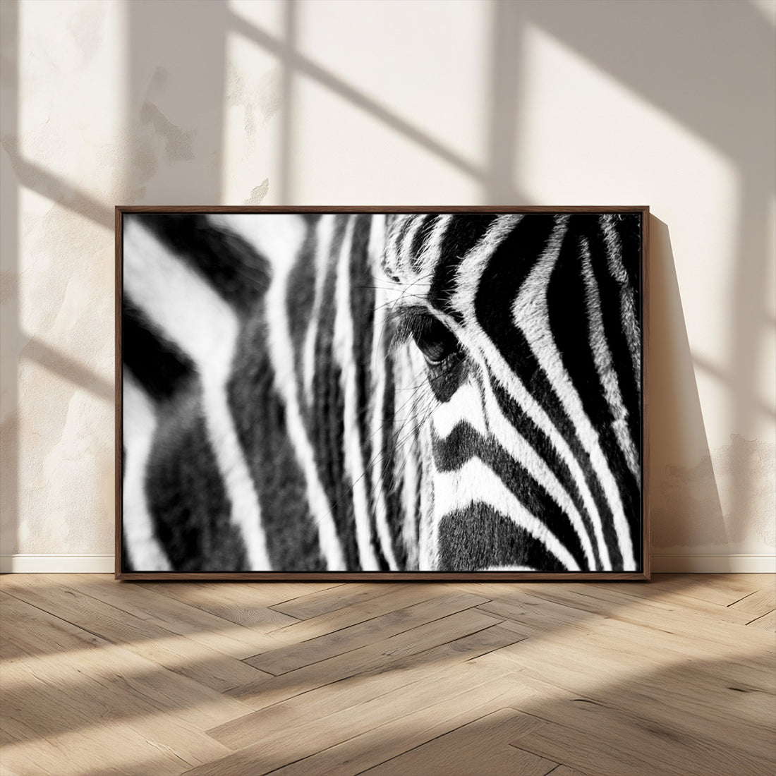 Zebra Stripes Wall Art Canvas Print, Black and White Close Up Wildlife Pattern