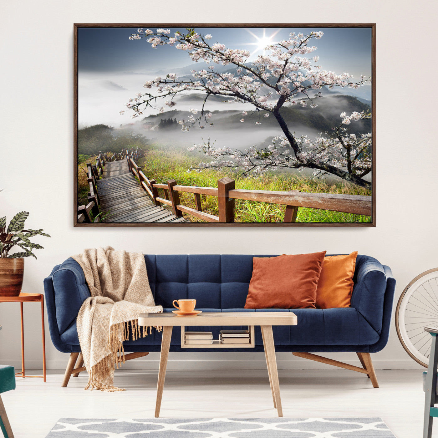 34632598CRY-MGV-CV-36X24-Sakura Cherry Blossom Pathway Canvas Wall Art – Tranquil Walk Through Blossoming Nature – Ready to Hang
