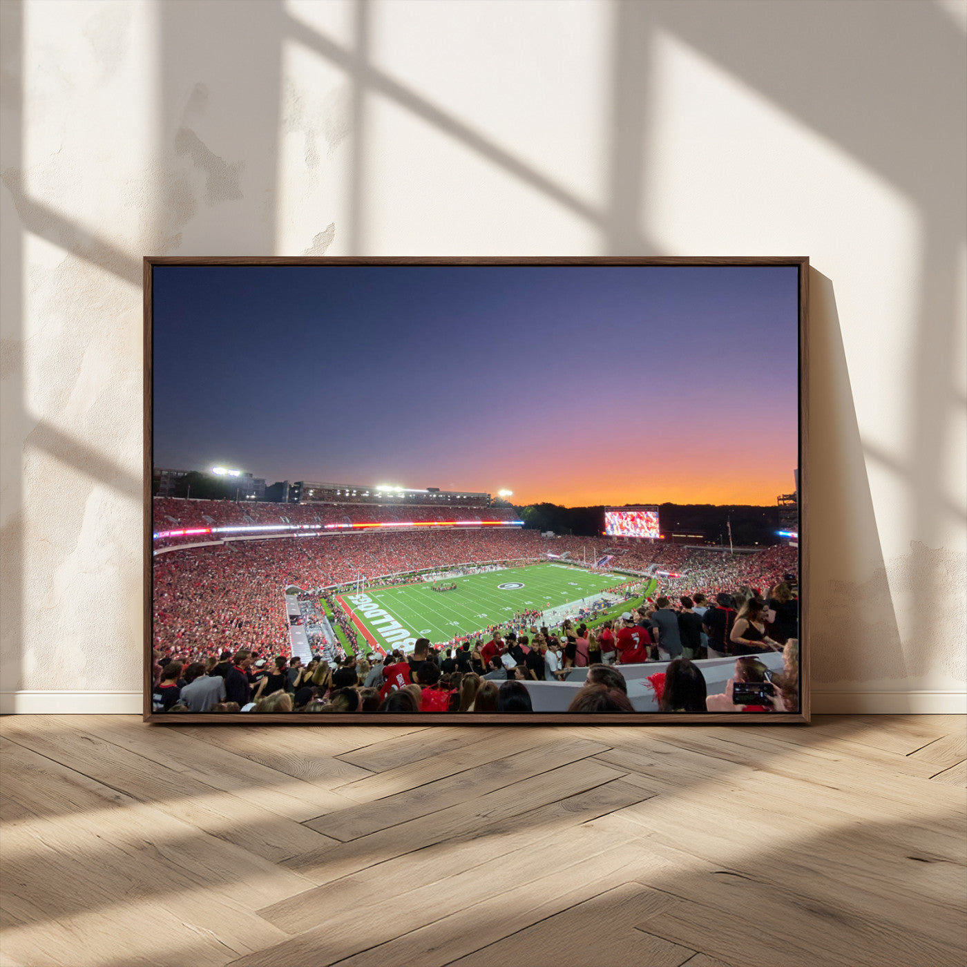 25139565-MGV-CV-36X24-Dooley Stadium Wall Art Print, Sports Arena Canvas Wall Art, Dooley Field at Sanford Stadium Canvas Print, Modern Athletic Field Art Printing