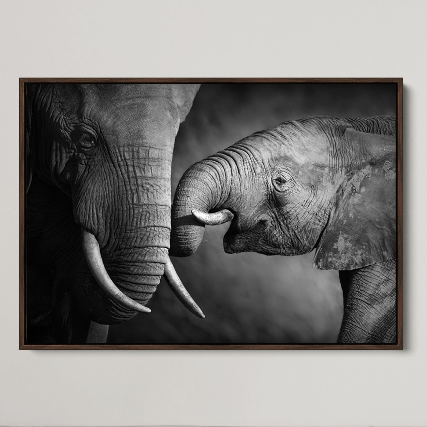 42691-MGV-CV-36X24-Elephant Family Wall Art Canvas, Framed Elephant Family Canvas Print