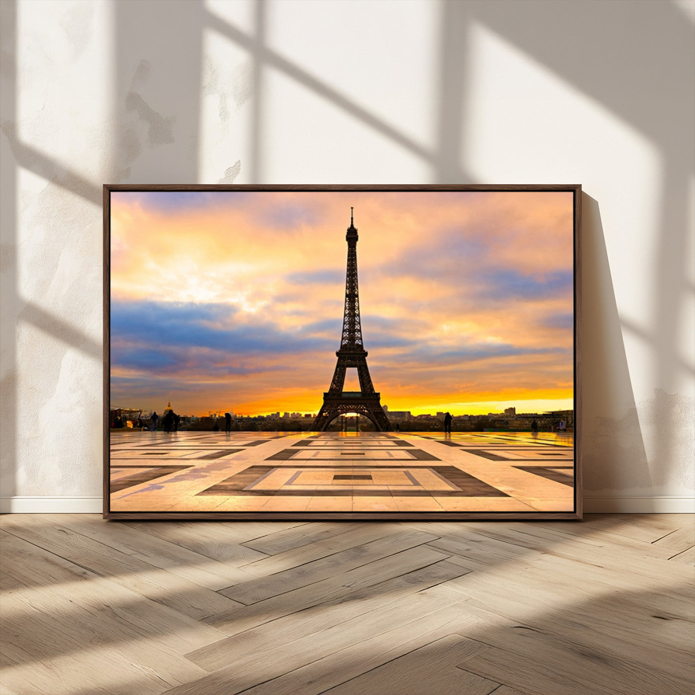 MGV-FC-36X24 - Paris Eiffel Tower Sunset Canvas Wall Art Print - Iconic Landmark Decor with Vibrant Colors
