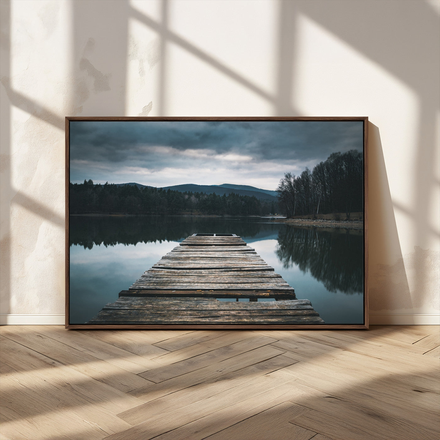 MGV-FC-36X24 - Wooden Bridge Near Lake Wall Art Canvas Print