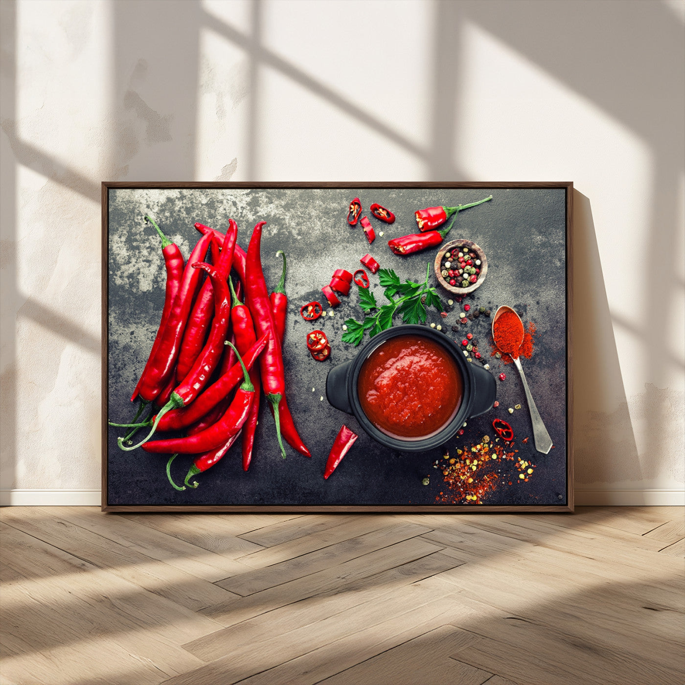 MGV-FC-36X24 - Red Chili Peppers Wall Art Kitchen Artwork Canvas Print