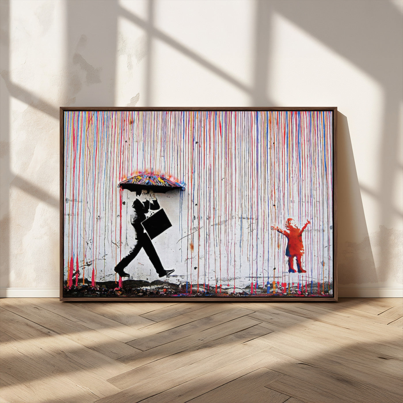 MGV-FC-36X24 - Banksy Wall Art Canvas Print, Framed Graffiti Art Picture Print, Banksy Urban Graffiti Perfect Modern Decor Artwork