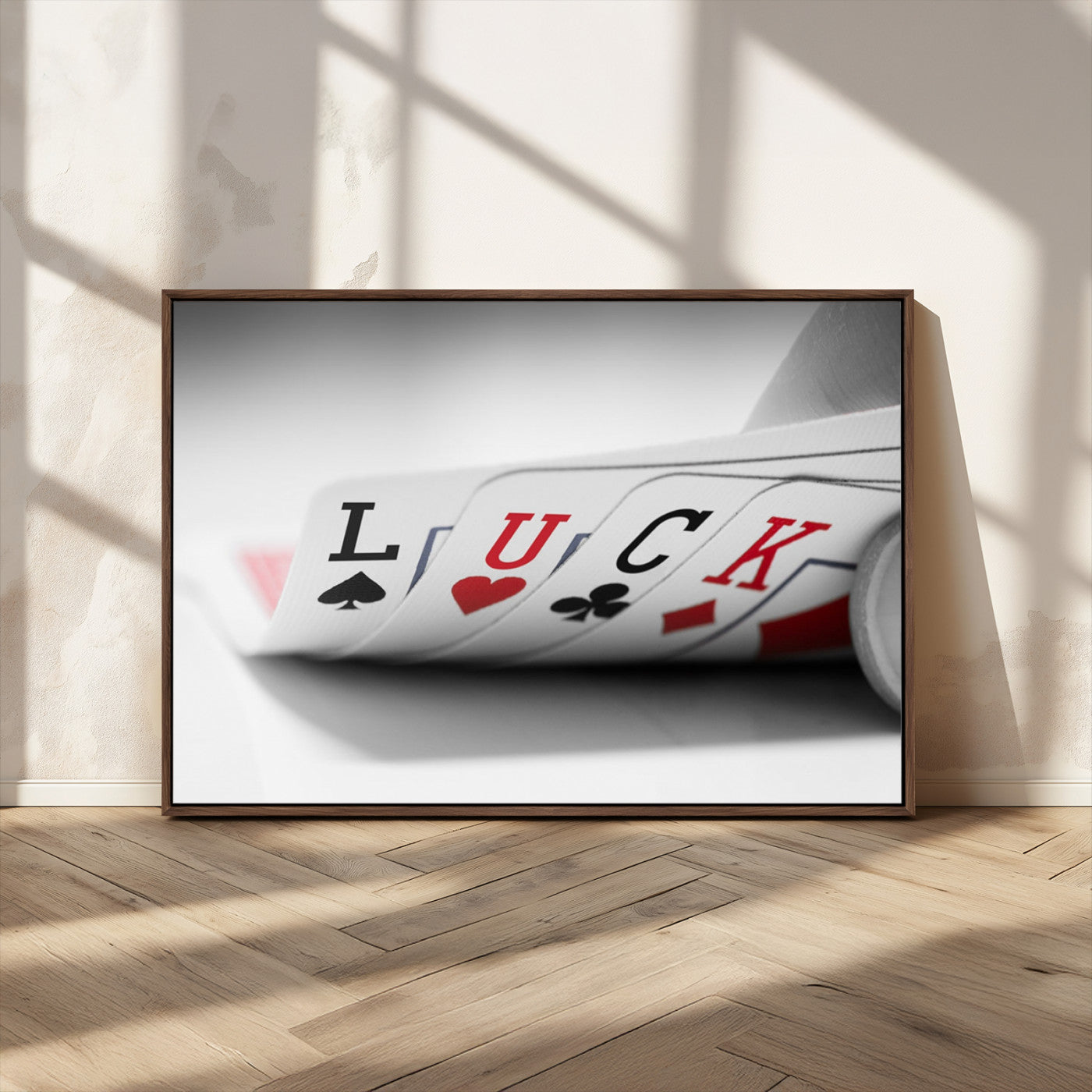 MGV-FC-36X24 - Framed Luck Poker Cards Canvas – Modern Triptych Wall Art, Ready to Hang for Game Rooms