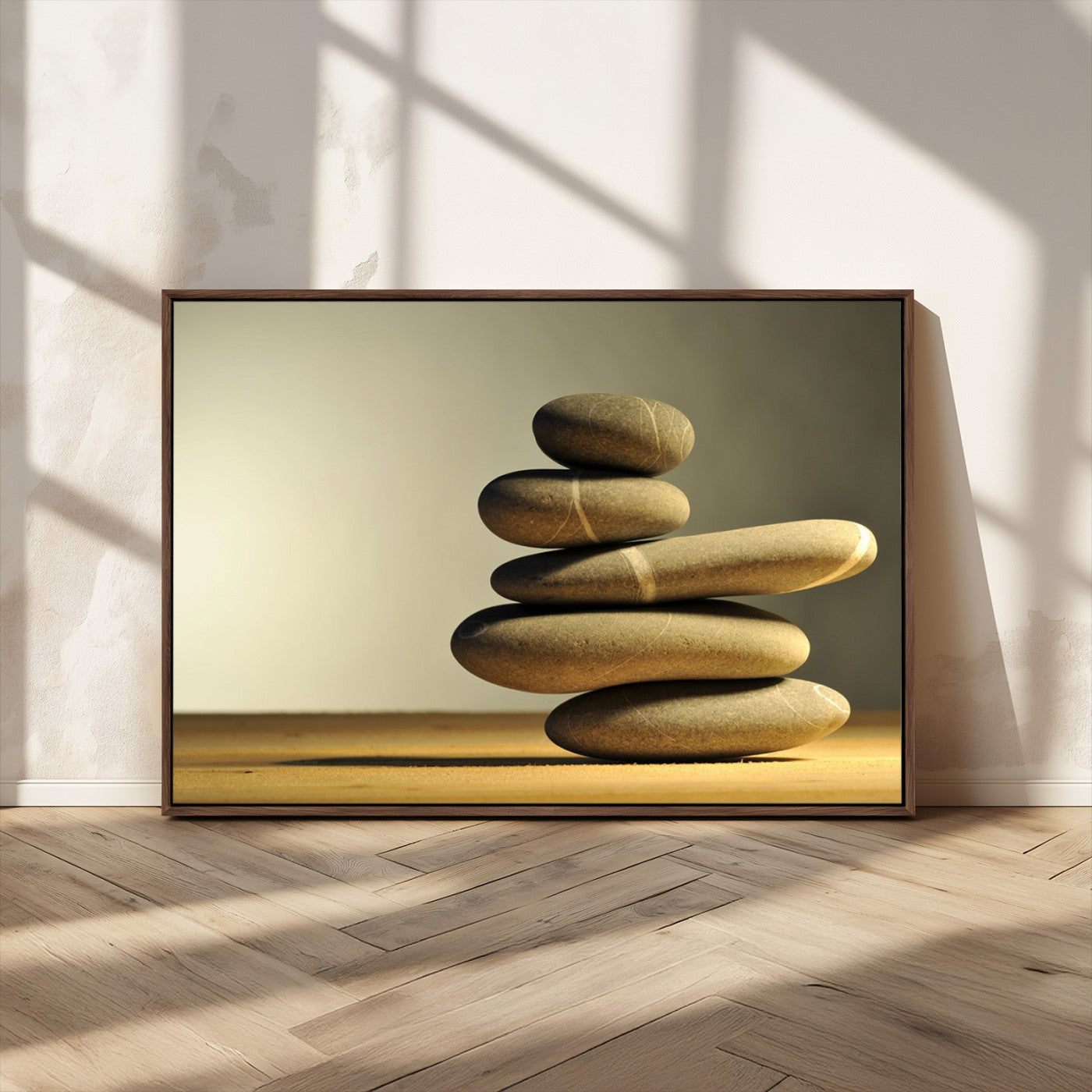 MGV-FC-36X24 - Fluvial Zen Stones Canvas Wall Art Print
