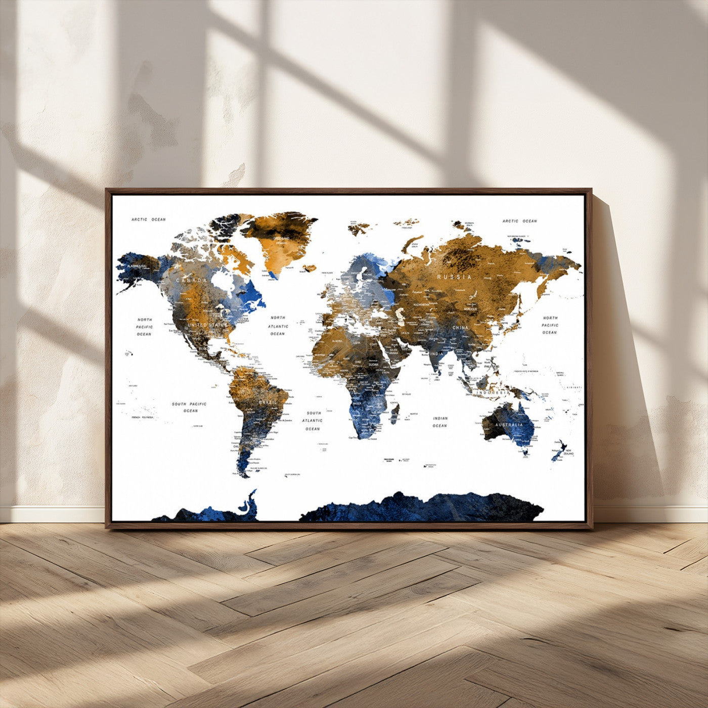 MGV-FC-36X24 - World Map Wall Art Canvas Print for Home and Office Decor