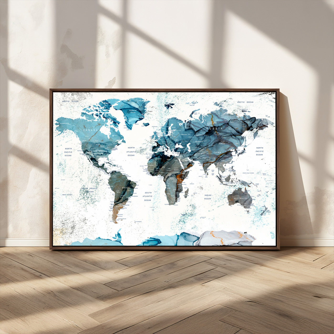 MGV-FC-36X24 - Push Pin World Map Canvas Print – Framed Wall Art for Couples to Track Their Travels – Anniversary