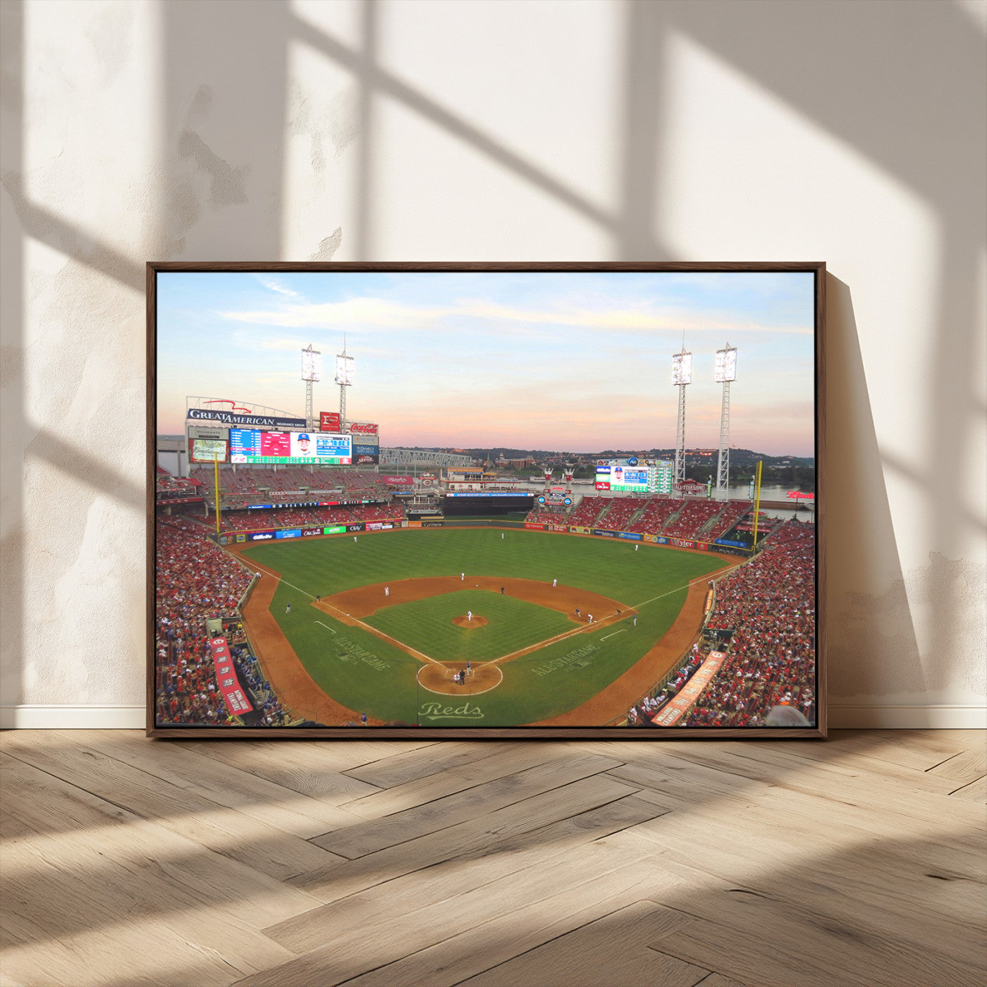 MGV-FC-36X24 - Cincinnati Reds Baseball Print Canvas- Cincinnati Great American Ball Park Stadium Wall Art Canvas