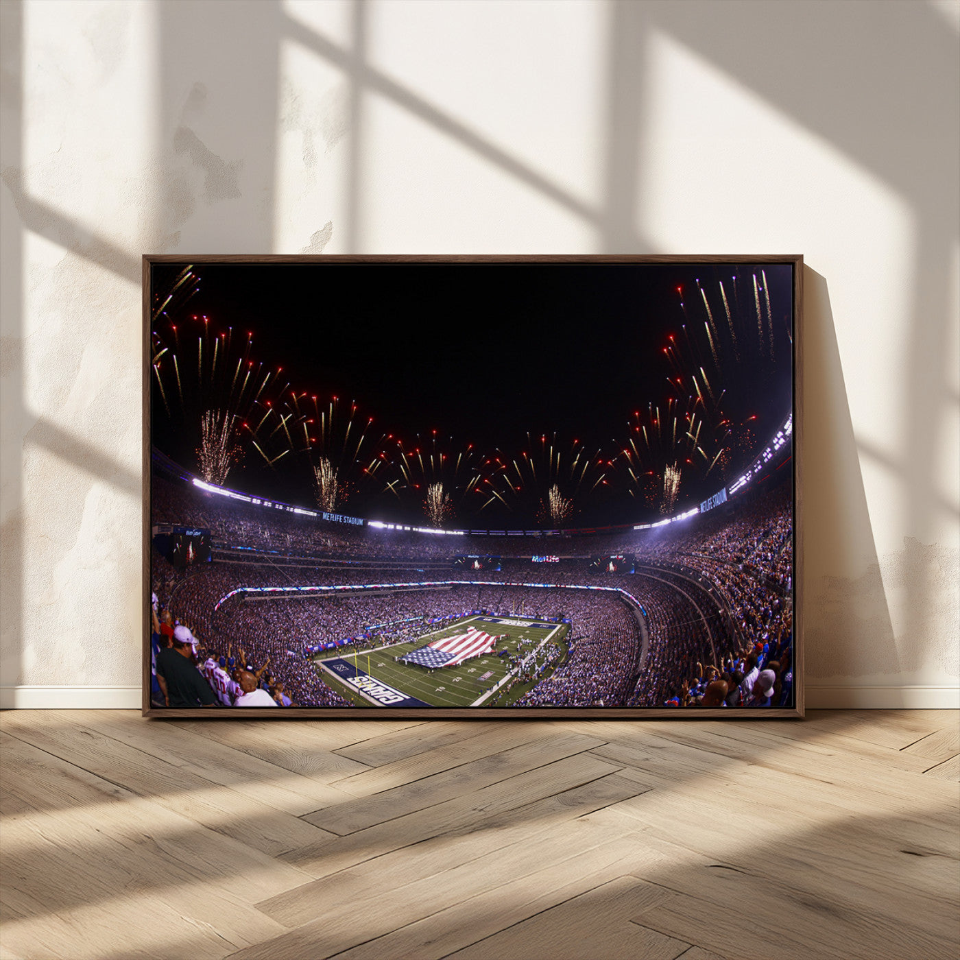 MGV-FC-36X24 - New York Giants Football Team Print - East Rutherford MetLife Stadium Wall Art Canvas Print