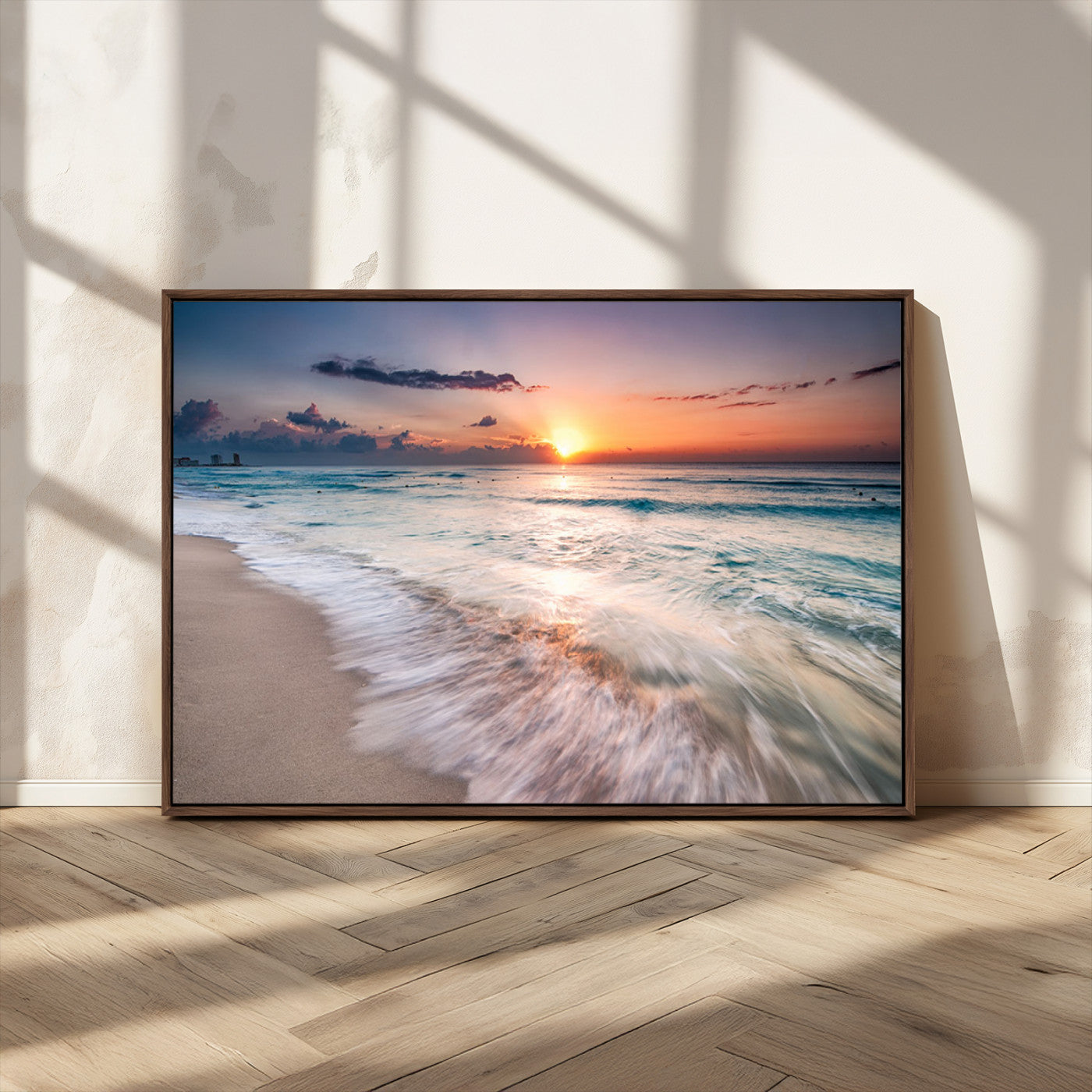 MGV-FC-36X24 - Sunset Beach Wall Art – Soothing Coastal Landscape, Ready to Hang for Tranquil Home Decor