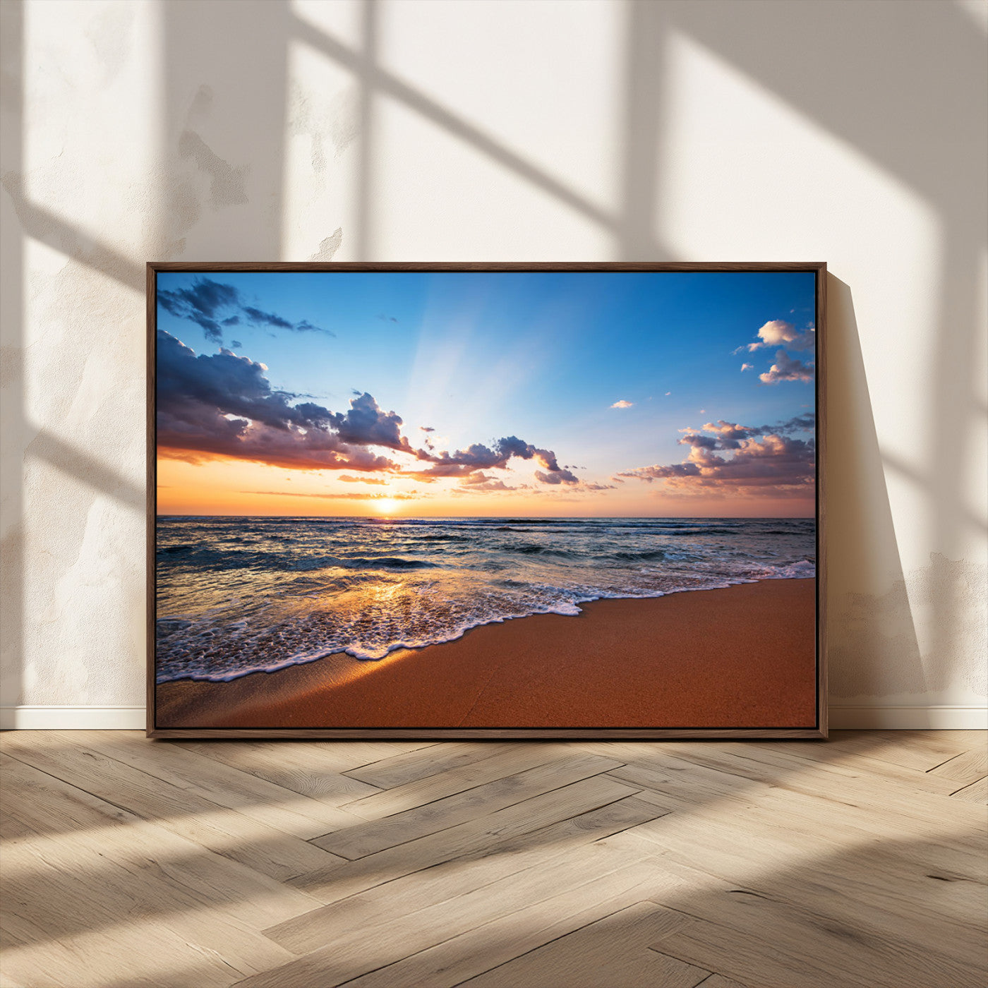 MGV-FC-36X24 - Golden Hour Beach Sunset Wall Art | Canvas Print | Ready to Hang | Coastal Wall Art for Living Room