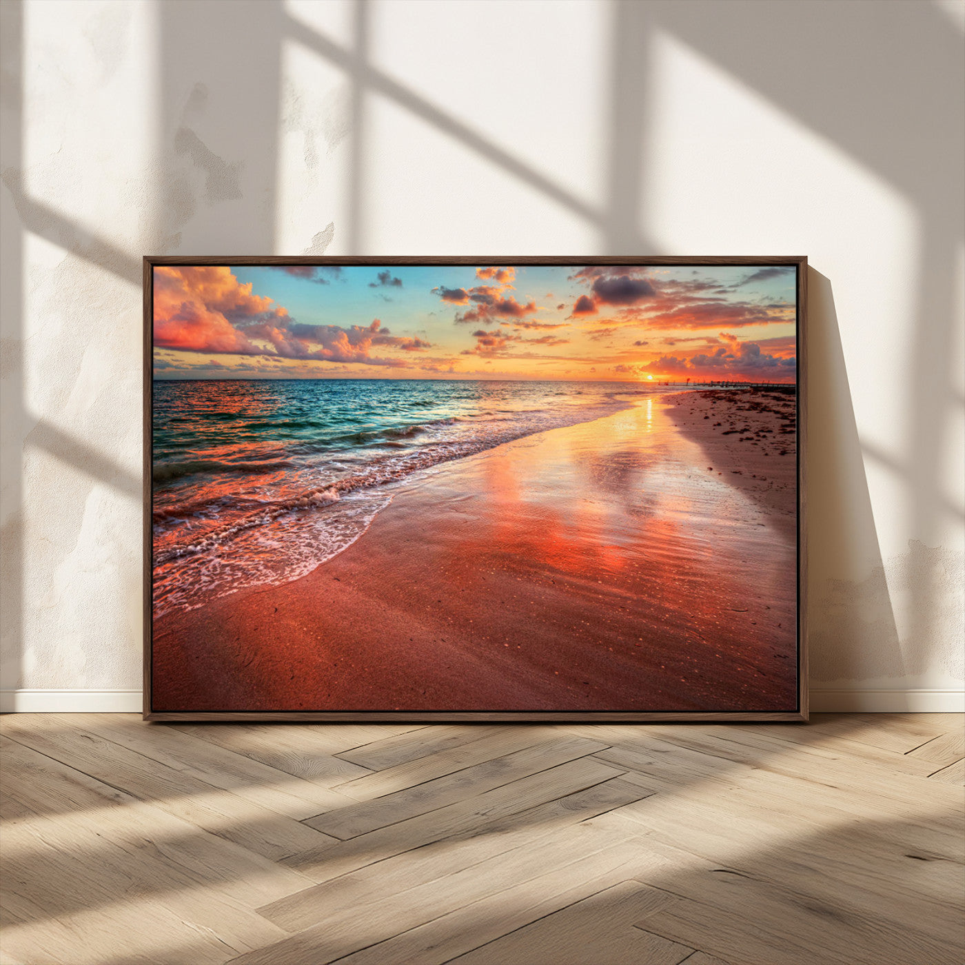 MGV-FC-36X24 - Sunset Beach Wall Art | Ocean Canvas Print | Coastal Wall Art | Tranquil Sunset Canvas Print