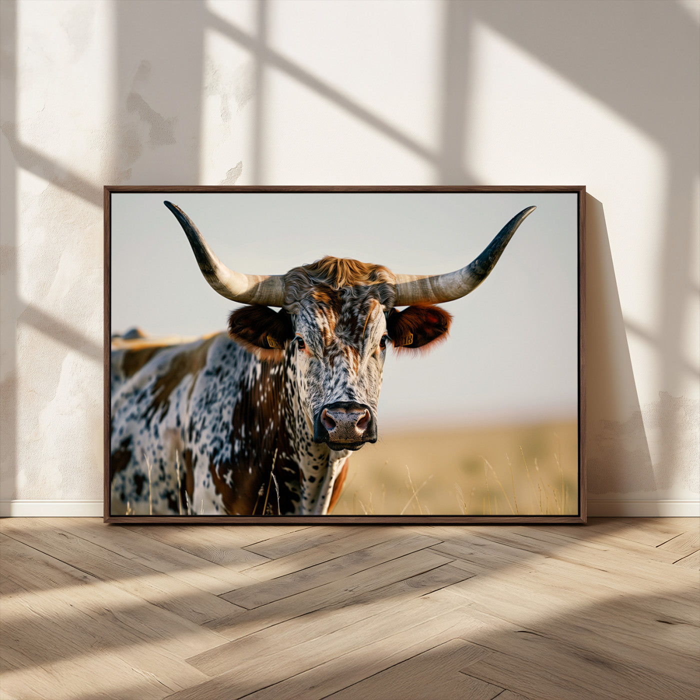 MGV-FC-36X24 - Texas Bull Longhorn Wall Art Canvas Print for Farm House Wall Decor, Farmhouse Wall Art Print