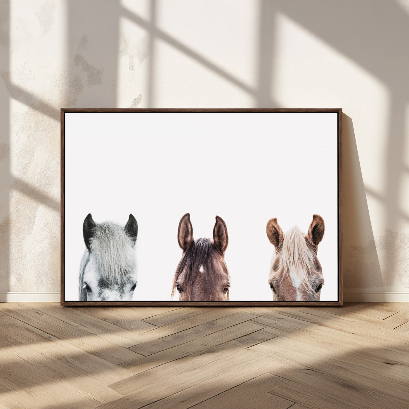 MGV-FC-36X24 - Horse Wall Art - Minimalist Horse Triptych Wall Art – Modern 3-Panel Giclée Canvas Featuring Horse