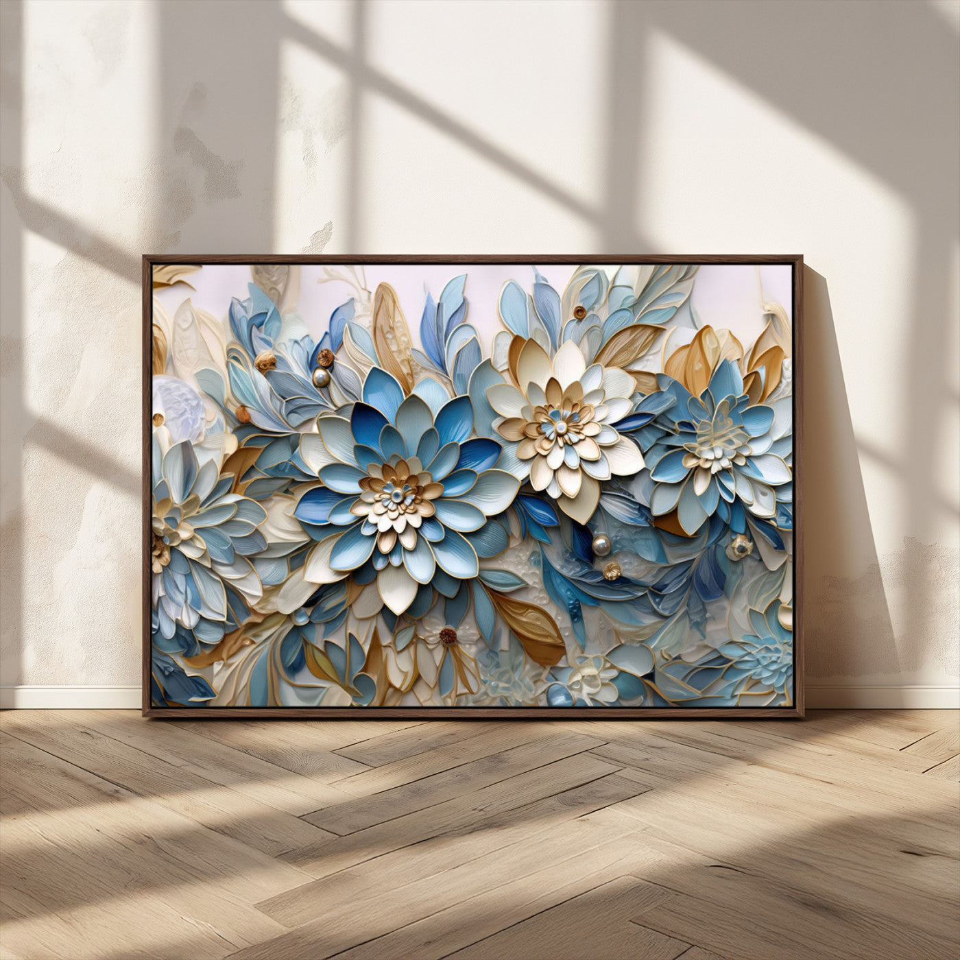 MGV-FC-36X24 - Blu Abstract Flower Wall Art Canvas Print