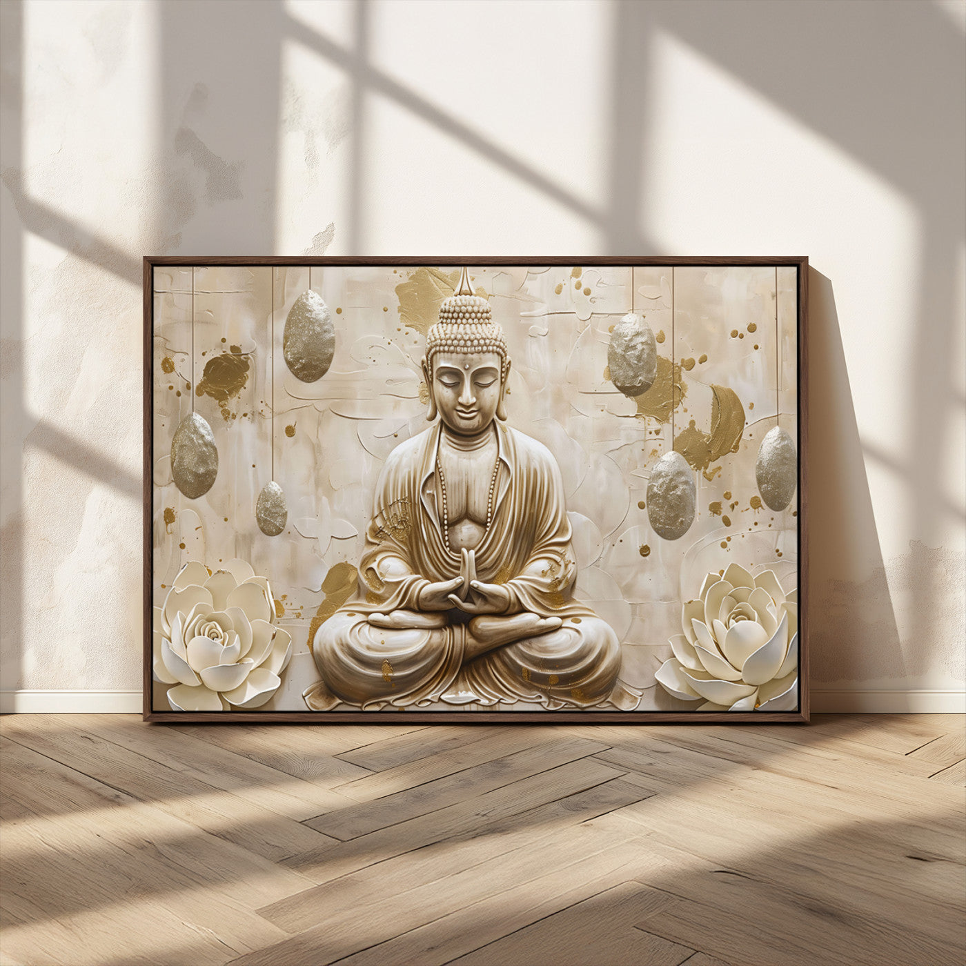 MGV-FC-36X24 - Serene Buddha Wall Art | Yoga Room Decor and Meditation Wall Art Print | Framed and Ready to Hang