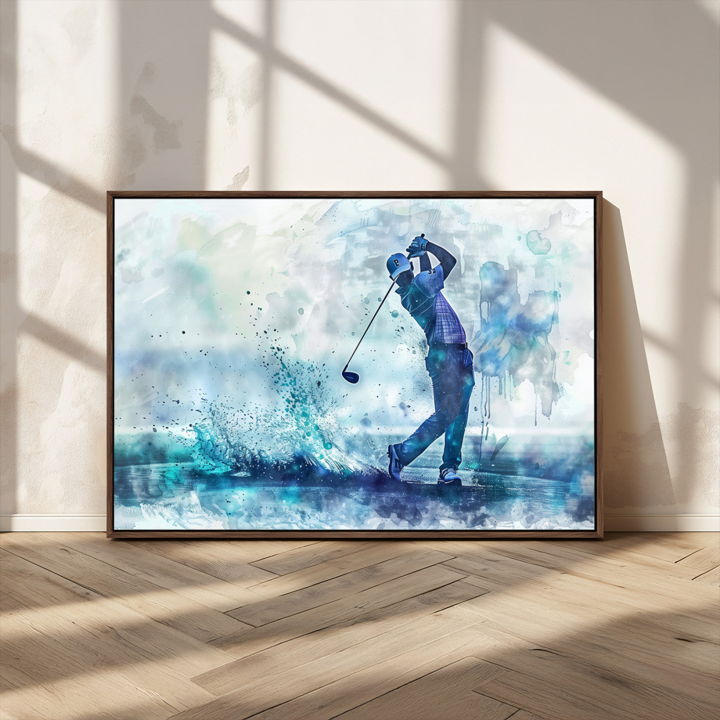 MGV-FC-36X24 - Golf Swing Wall Art Canvas Print - Sports-Inspired Watercolor Decor - Ready to Hang