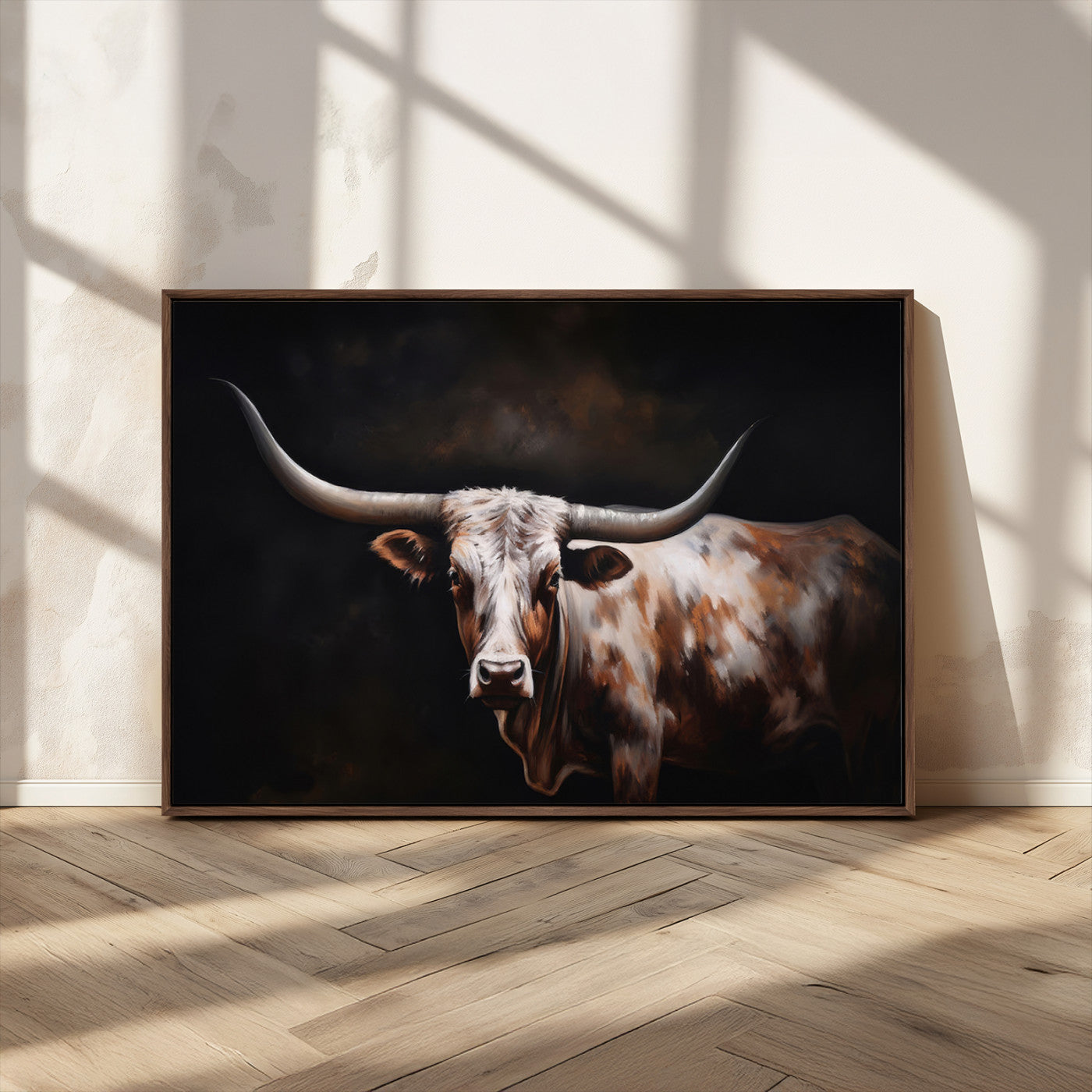 82543-MGV-CV-36X24-Texas Longhorn Wall Art Canvas Print | Western Ranch Decor | Bold Rustic Cattle Artwork | Ready to