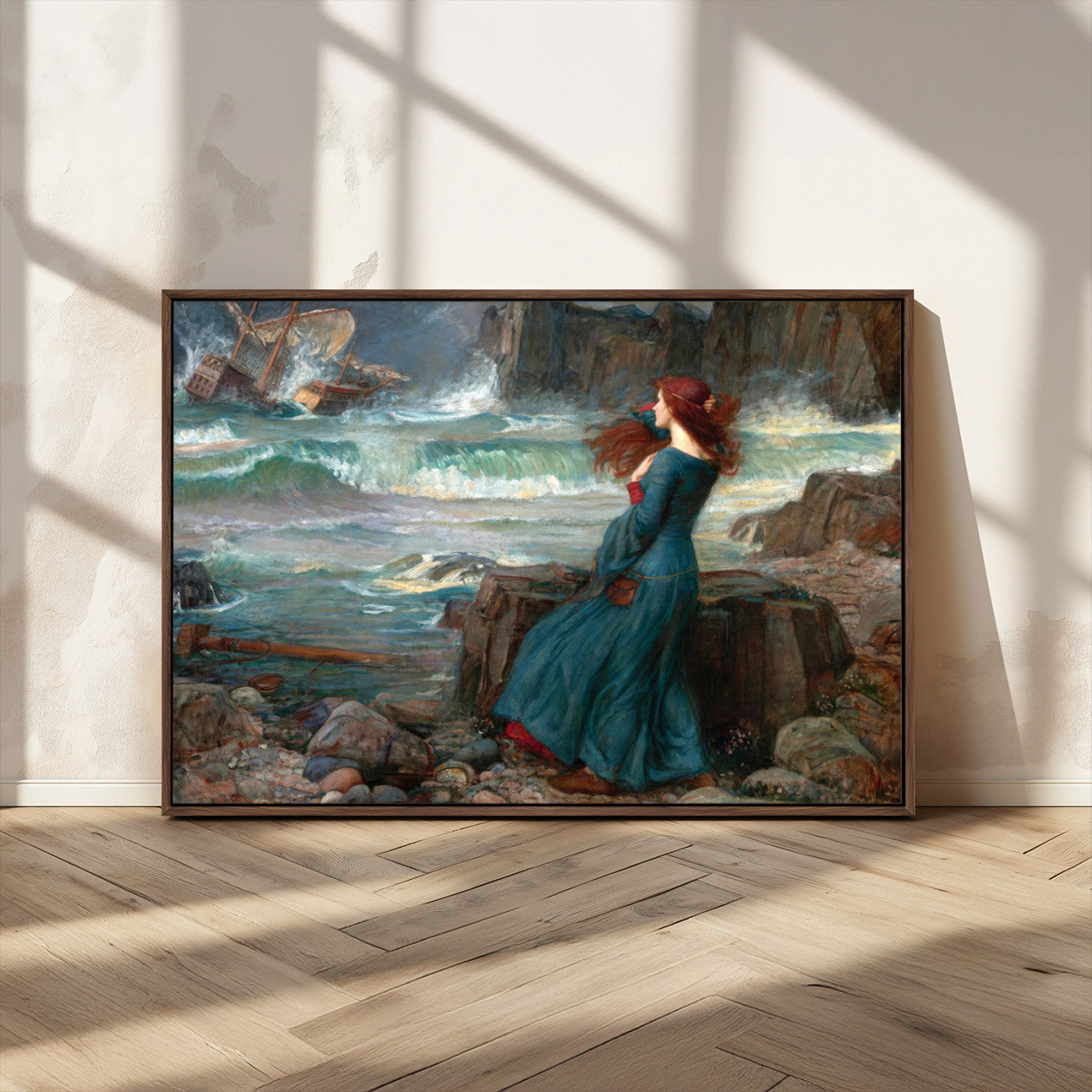-Miranda by the Shore Wall Art Canvas Print – Tempest Scene Ocean Storm – Ready to Hang