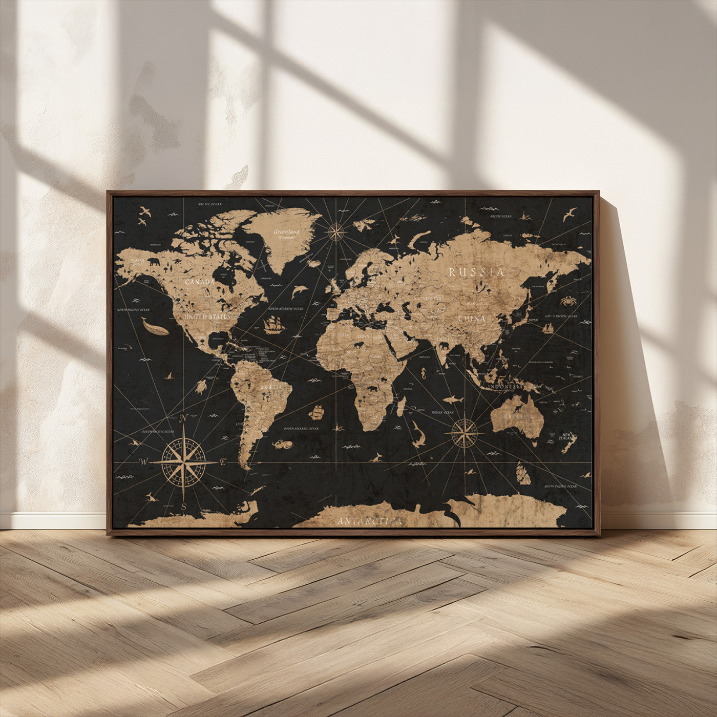 61023-MGV-CV-36X24-World Map Canvas Print – Framed Wall Art for Home Decor