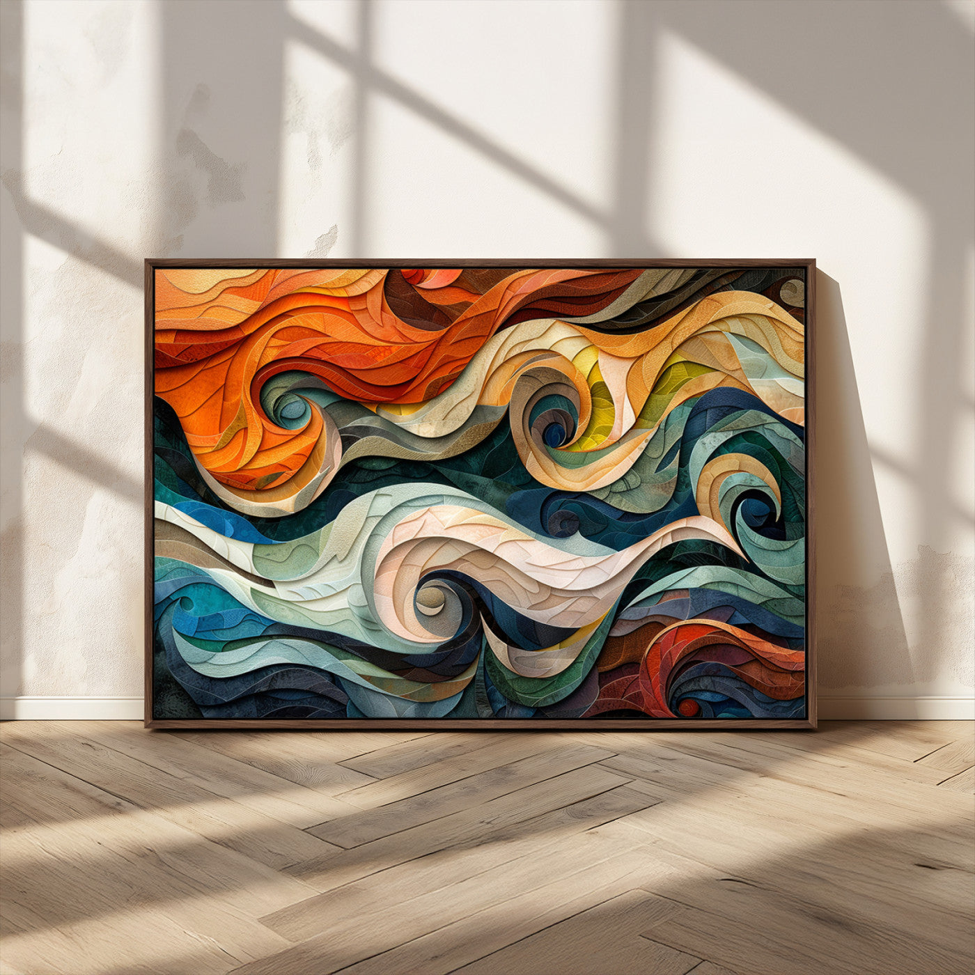 MGV-FC-36X24 - Abstract Wave Wall Art | Ready to Hang Framed Canvas Print | Vibrant Home Decor for Modern Spaces