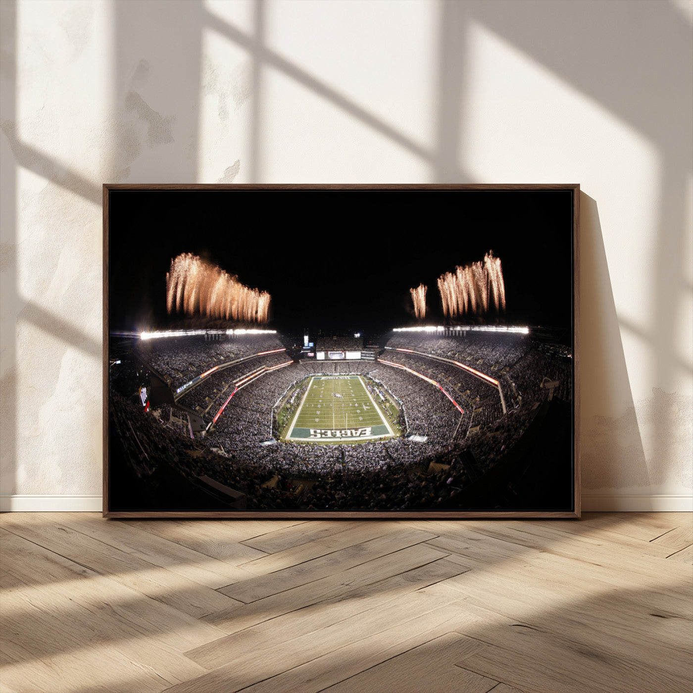48893-MGV-CV-36X24-Eagles Field Stadium Wall Art - Lincoln Financial Field Fireworks Game Triple Canvas Wall Art -