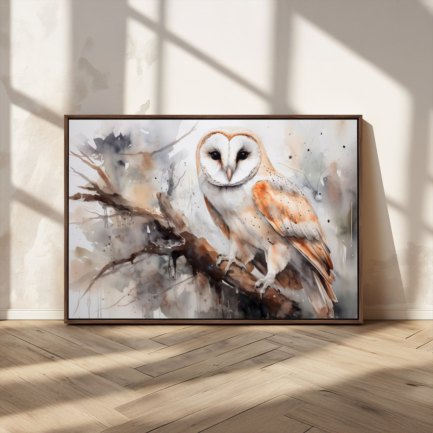 MGV-FC-36X24 - Barn Owl Wall Art | Watercolor Barn Owl Canvas Print | Perfect for Farmhouse Wall Decor | Ready to