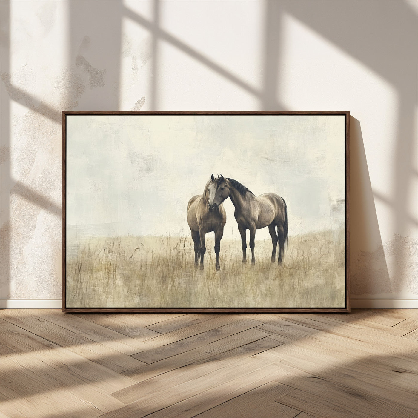 MGV-FC-36X24 - Chines Style Grunge Horses Wall Art Canvas Print