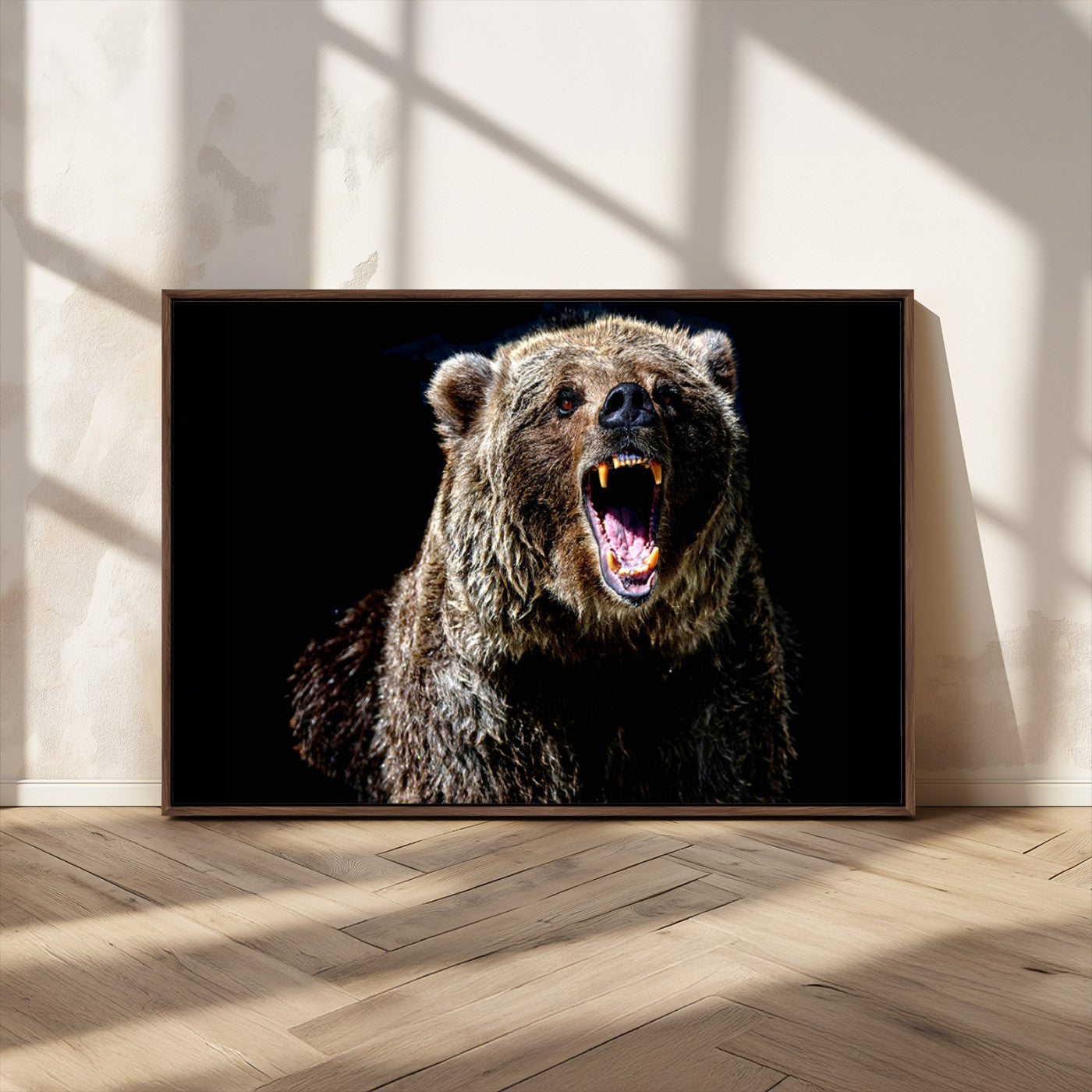 MGV-FC-36X24 - Grizzly Bear Canvas Print | Wildlife Wall Art for Cabin Decor | Ready to Hang Framed