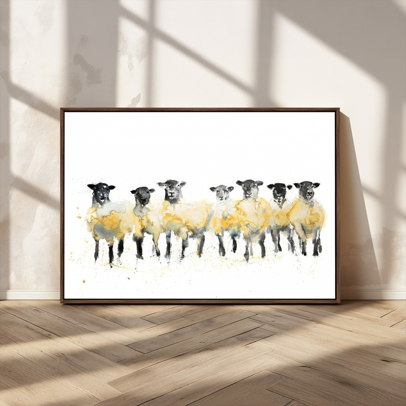 MGV-FC-36X24 - Farmhouse Wall Art Sheep Print | Ready to Hang Framed Canvas | Rustic Barn Decor