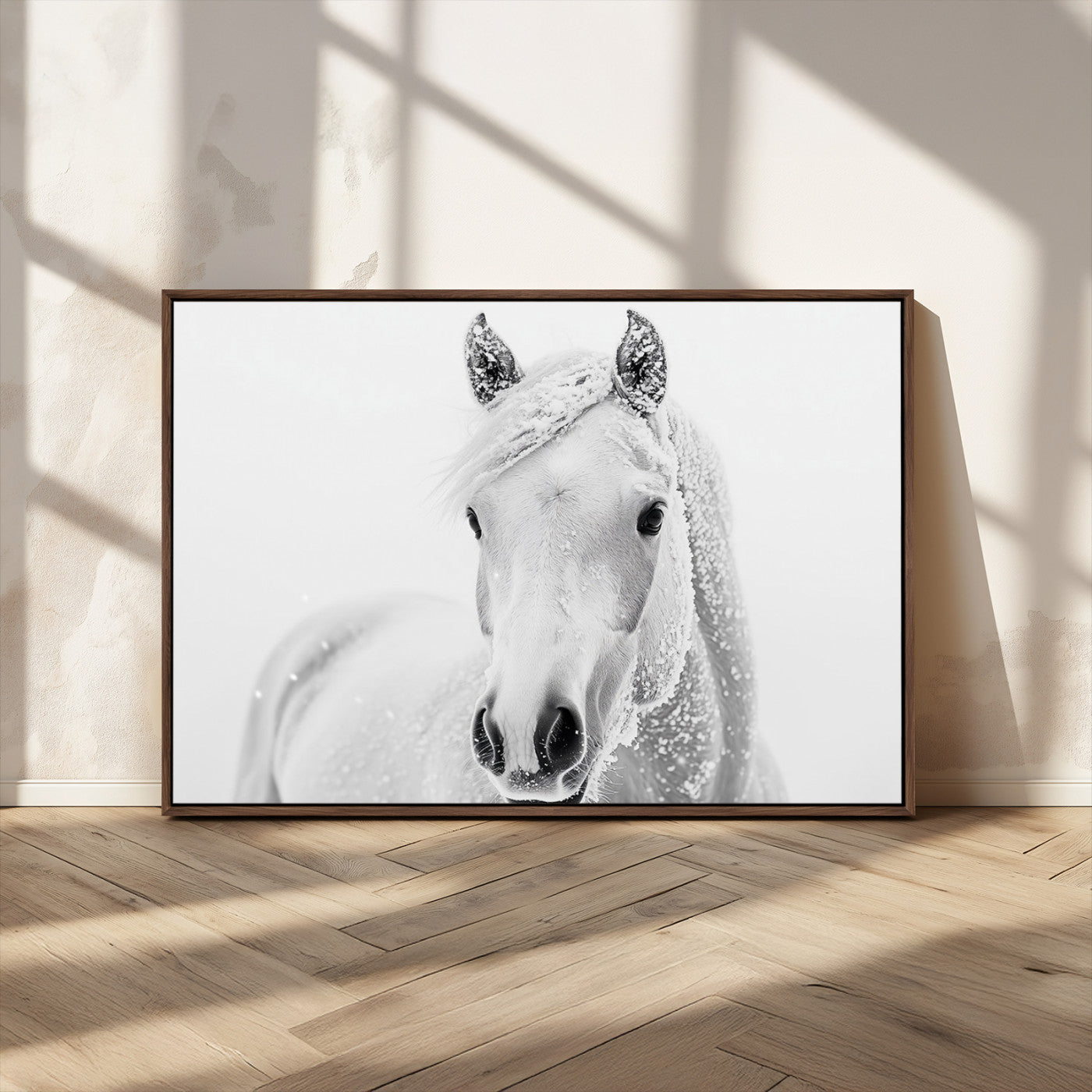 MGV-FC-36X24 - Majestic White Horse Wall Art | Ready to Hang and Framed | Farmhouse Wall Decor for Living Room