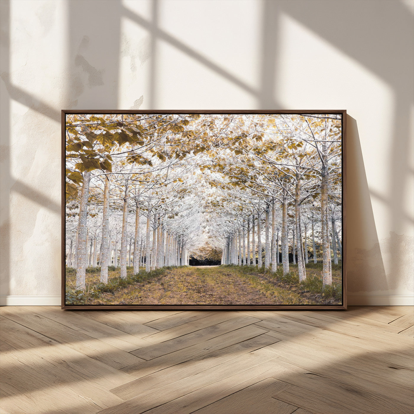 MGV-FC-36X24 - Forest Grove Wall Art | Serene Pathway Canvas Print | Ready to Hang and Framed Nature Wall Decor for