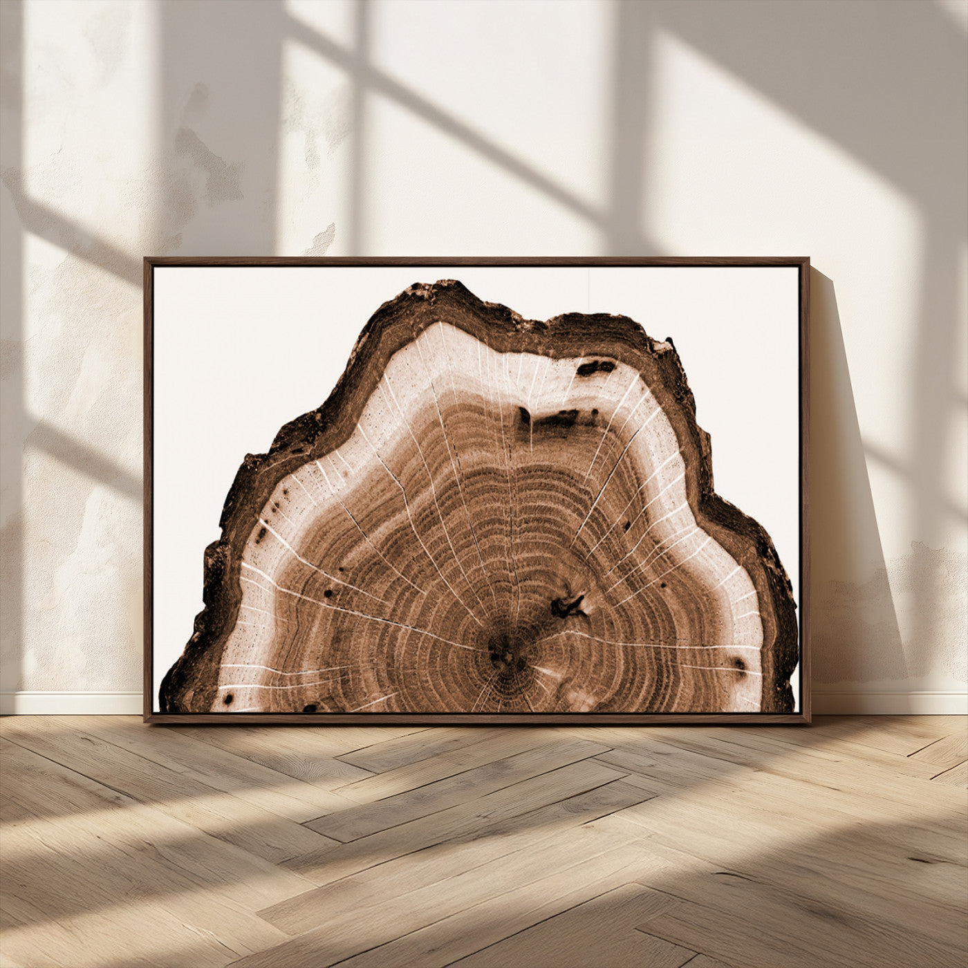 45195-MGV-CV-36X24-Rustic Wood Rings Wall Art | Nature-Inspired Tree Ring Canvas Print | Ready to Hang and Framed for