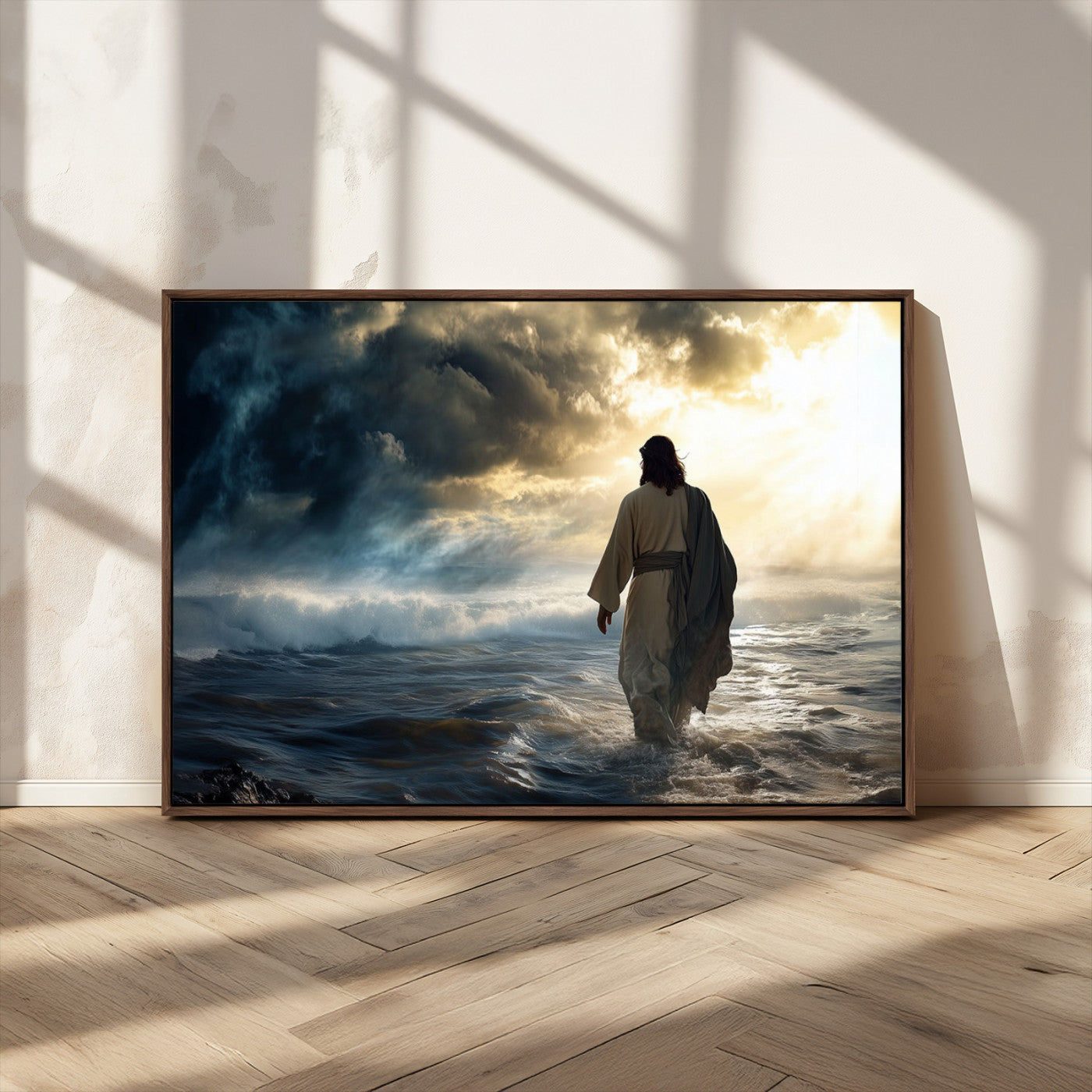 MGV-FC-36X24 - Jesus Walking on Water Wall Art | Canvas Print | Ready to Hang | Christian Home Decor | Spiritual