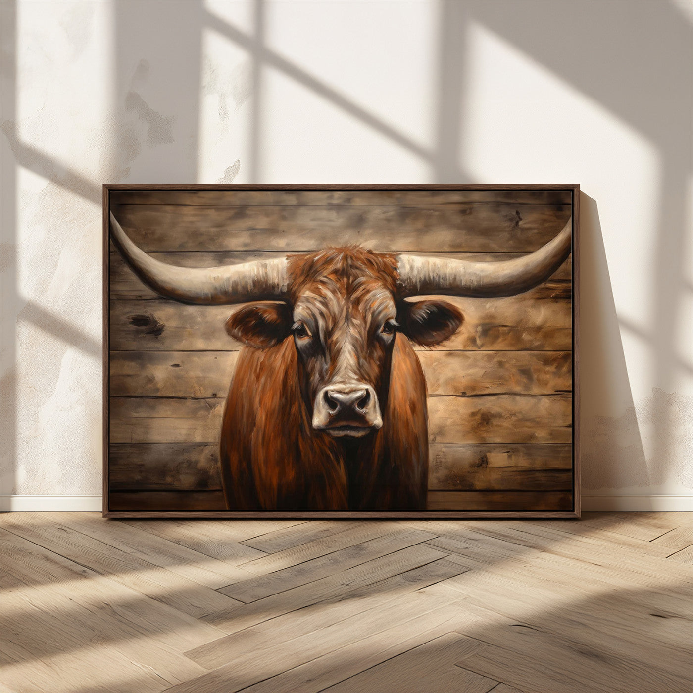 77556-MGV-CV-36X24-Longhorn Bull Wall Art | Canvas Print | Ready to Hang | Rustic Farmhouse Wall Decor | Western Barn