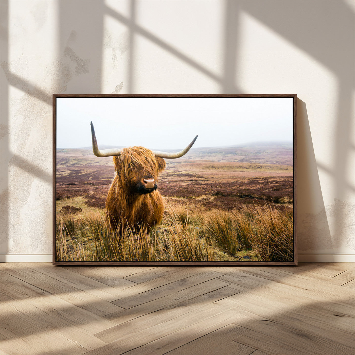 97274-MGV-CV-36X24-Scottish Highland Cow Canvas Wall Art – Rustic Farmhouse Charm with Highland Cattle – Ready to Hang