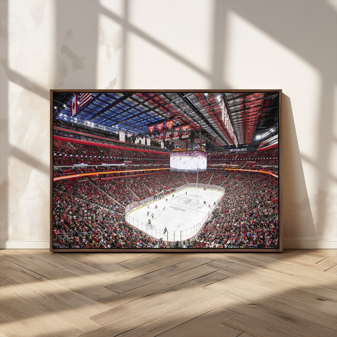 MGV-FC-36X24 - Barton Malow Little Caesars Arena Detroit Wall Art Canvas Print - Detroit Hockey and Basketball