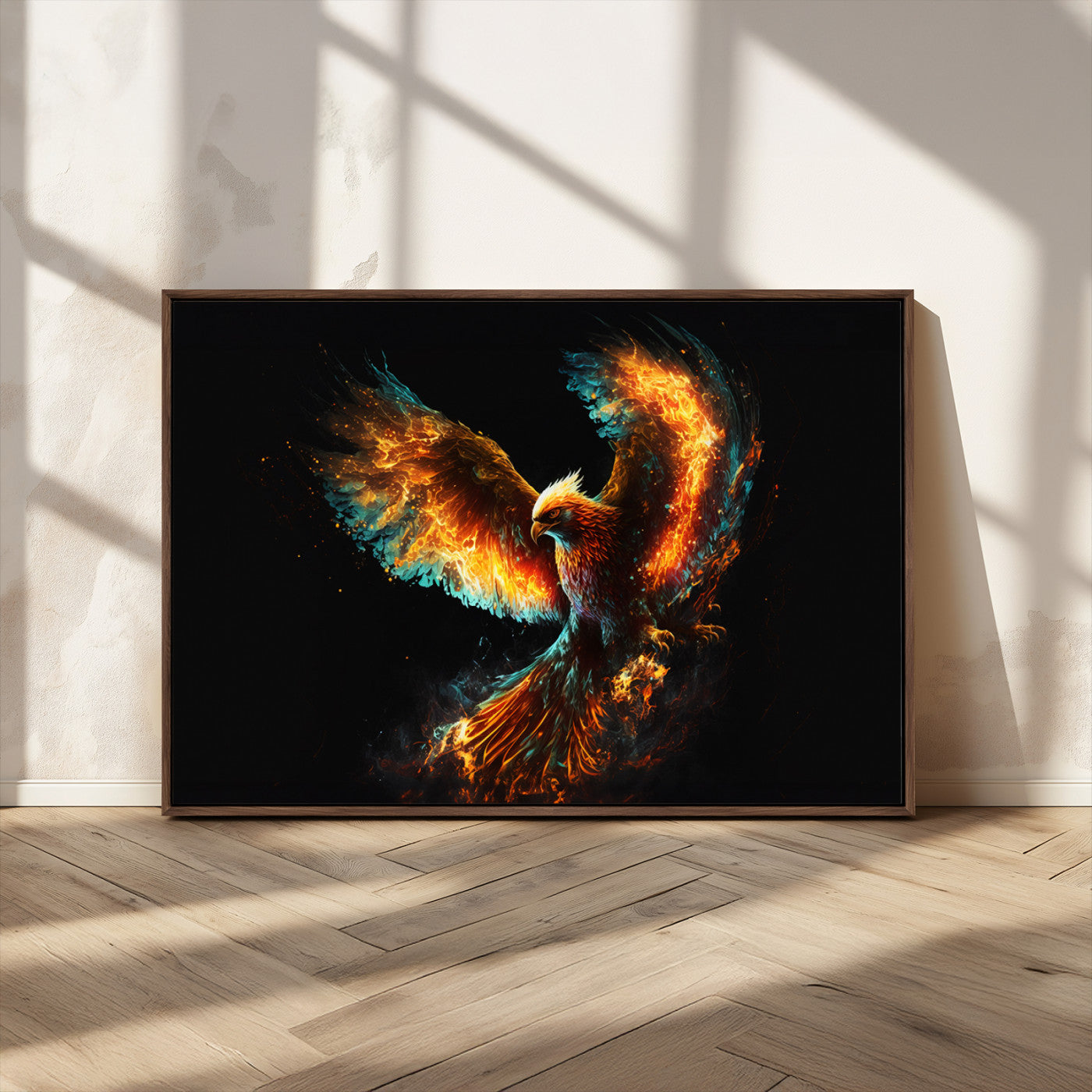 MGV-FC-36X24 - Fiery Phoenix Canvas Print | Ready to Hang Wall Art | Bold Fantasy Decor for Living Room | Majestic