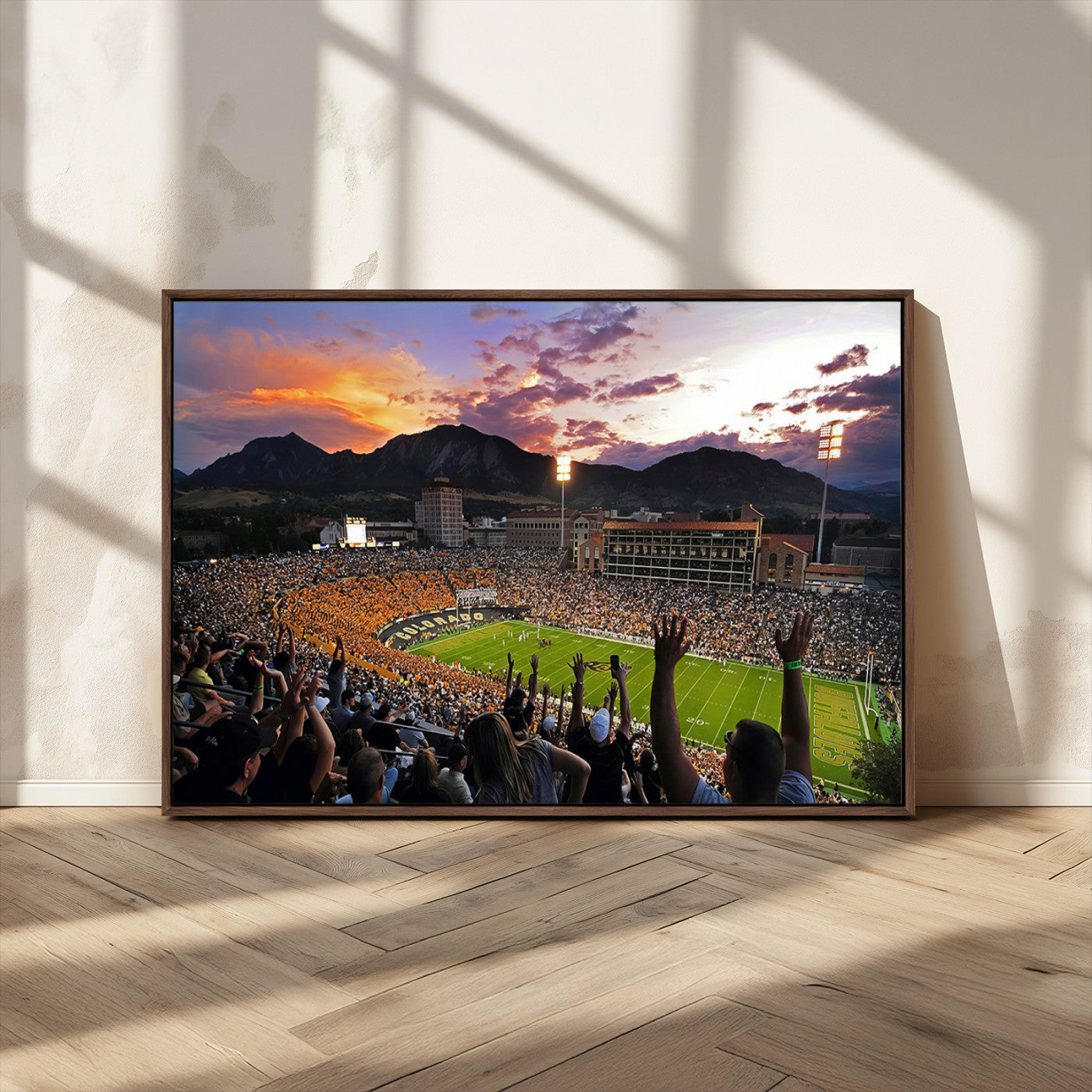 MGV-FC-36X24 - Framed Colorado Buffaloes Football Team Print - Boulder Folsom Field Stadium Wall Art Canvas Print