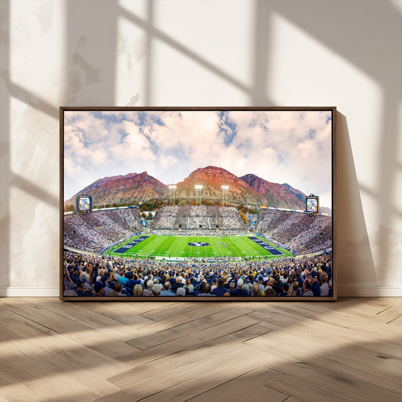 MGV-FC-36X24 - Brigham Young University Cougars Football Team Print - Provo LaVell Edwards Stadium Wall Art Canvas