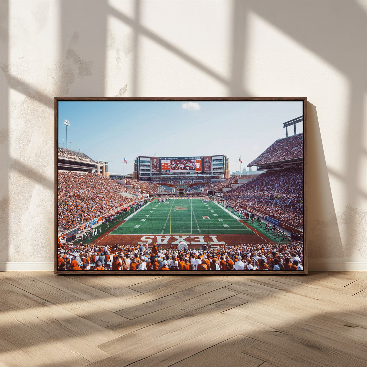 MGV-FC-36X24 - Framed Texas Memorial Stadium Canvas, University of Texas Longhorns Football Team Print - Austin