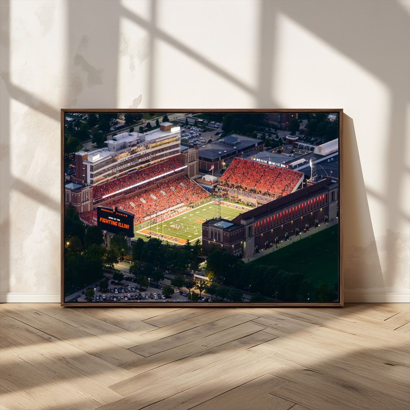 MGV-FC-36X24 - University of Illinois Fighting Illini Football Team Print - Champaign Illinois Memorial Stadium