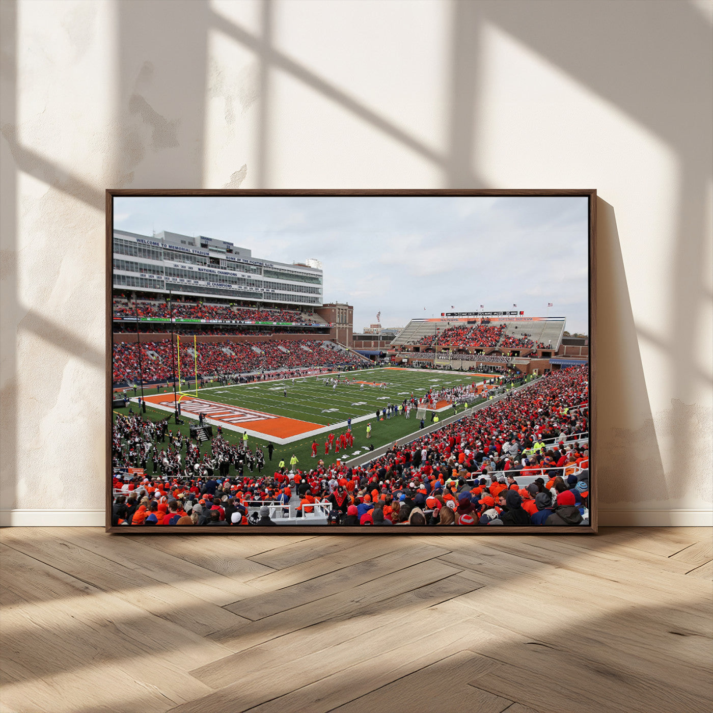 MGV-FC-36X24 - University of Illinois Fighting Illini Football Team Print - Champaign Illinois Memorial Stadium