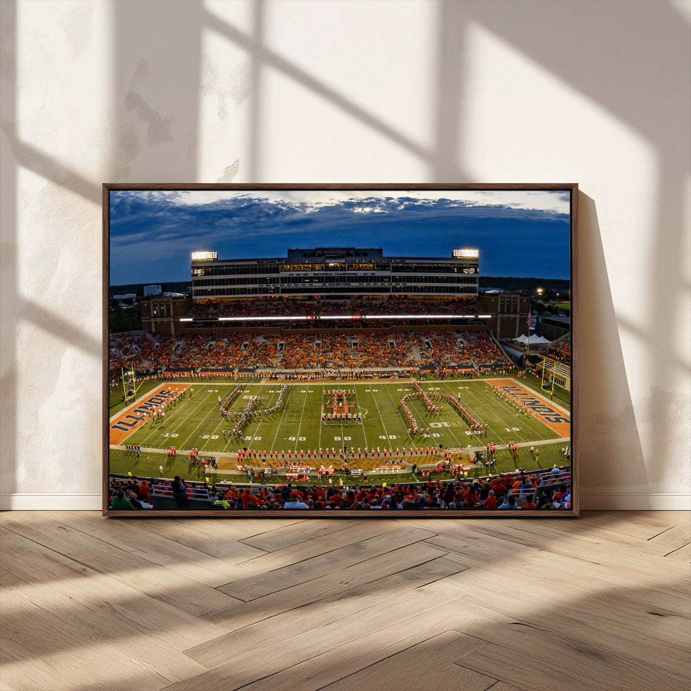 MGV-FC-36X24 - University of Illinois Fighting Illini Football Team Print - Champaign Illinois Memorial Stadium
