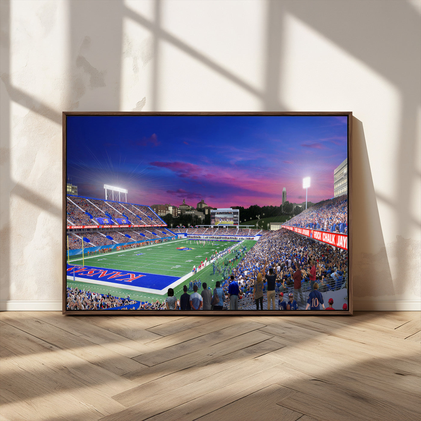 MGV-FC-36X24 - University of Kansas Jayhawks Football Team Print Canvas- Lawrence Kansas Memorial Stadium Wall Art